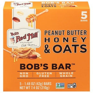 Bobs Red Mill Bobs Bar Peanut Butter Honey & Oats 6/7.4 OZ [UNFI #3033339] [ebt]