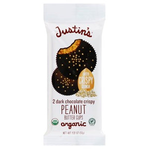 Justins Peanut Butter Cups Organic Dark Chocolate Crispy 12/1.32 Z [UNFI #2509529] [ebt] T