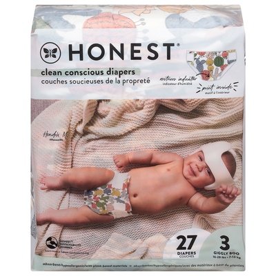 The Honest Company Diapers Cactus Cuties Giggly Boo S3 (16-28 lbs) 27 CT [UNFI #2302990] T