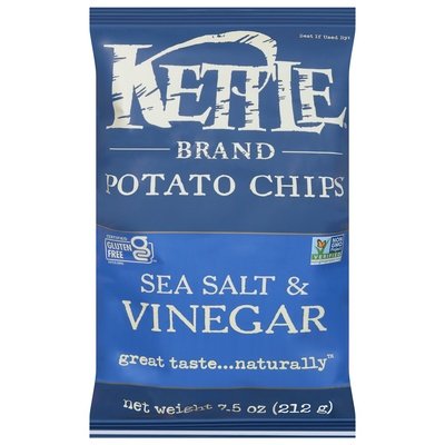 Kettle Brand Potato Chips Sea Salt & Vinegar 12/7.5 OZ [UNFI #2895233] [ebt]