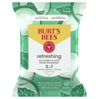 Burts Bees Facial Towelettes Cucumber & Mint Refreshing 3/30 CT [UNFI #2056885] T