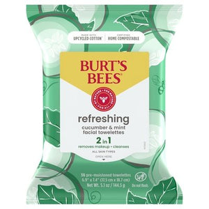 Burts Bees Facial Towelettes Cucumber & Mint Refreshing 3/30 CT [UNFI #2056885] T