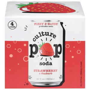 Culture Pop Soda Probiotic Soda Strawberry & Rhubarb 6/4/12 oz [UNFI #3113834] T [ebt]
