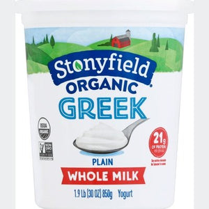 Stonyfield Organic Yogurt Greek Organic Whole Milk Plain 6/30 OZ [UNFI #1778612] [ebt]