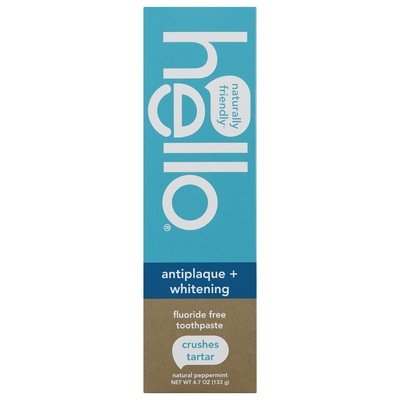 Hello Products Toothpaste Fluoride Free Antiplaque + Whitening Natural Peppermint 6/4.7 OZ [UNFI #2702363] T