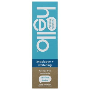 Hello Products Toothpaste Fluoride Free Antiplaque + Whitening Natural Peppermint 6/4.7 OZ [UNFI #2702363] T