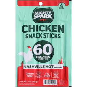 Mighty Spark Chicken Snack Sticks Nashville Hot Seasoned 8/4 oz [UNFI #3080132 ] [ebt]
