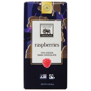 Endangered Species Chocolate Dark Chocolate Raspberries 72% Cocoa 12/3 OZ [UNFI #105627] [ebt] T