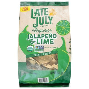 Late July Snacks Tortilla Chips Organic Jalapeno & Lime Thin & Crispy 9/10.1 OZ [UNFI #2805216] [ebt]