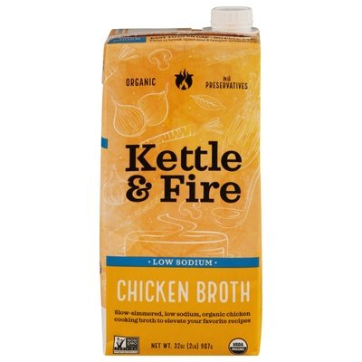 Kettle & Fire Chicken Broth Low Sodium 6/32 OZ [UNFI #2832806] [ebt]