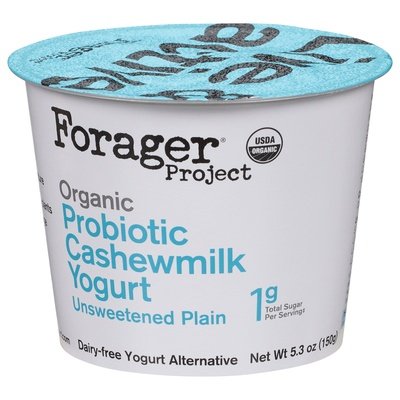 Forager Project Cashewmilk Yogurt Dairy-Free Organic Unsweetened Plain Probiotic 6/5.3 OZ [UNFI #2601516] [ebt]