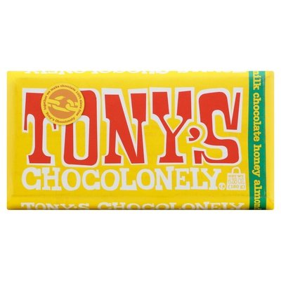 Tonys Chocolonely Milk Chocolate Honey Almond 15/6.35 OZ [UNFI #2382190] [ebt] T