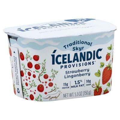 Icelandic Provisions Skyr Traditional 1.5% Milkfat Strawberry/Lingonberry 12/5.3 OZ [UNFI #1994045] [ebt]