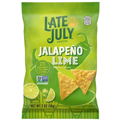 Late July Snacks Tortilla Chips Jalapeno Lime 24/2 OZ [UNFI #2943090] [ebt]