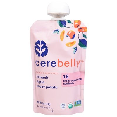 Cerebelly Baby Puree Organic Spinach Apple Sweet Potato 6/4 OZ [UNFI #2529337] [ebt]