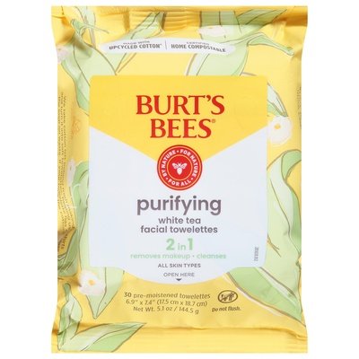 Burts Bees Facial Towelettes White Tea Purifying 2 in 1 3/30 CT [UNFI #2056919] T
