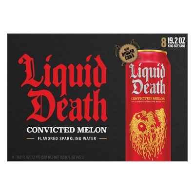 Liquid Death Sparkling Water Convicted Melon Flavored King Size Cans 3/8/19.2 Z [UNFI #2930311] [ebt] T