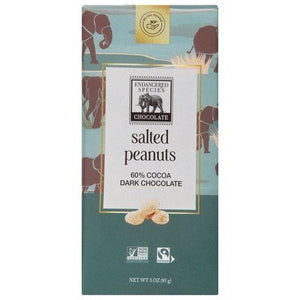 Endangered Species Chocolate Dark Chocolate Salted Peanuts 60% Cocoa 12/3 OZ [UNFI #2191427] [ebt] T