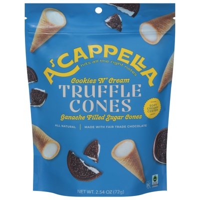 Acappella Truffle Cones Cookies N Cream 6/2.54 OZ [UNFI #2982825] [ebt] T