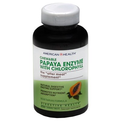 American Health Papaya Enzyme With Chlorophyll Vegetarian Formula Chewable Tablets 250 Tab [UNFI #0279109] T