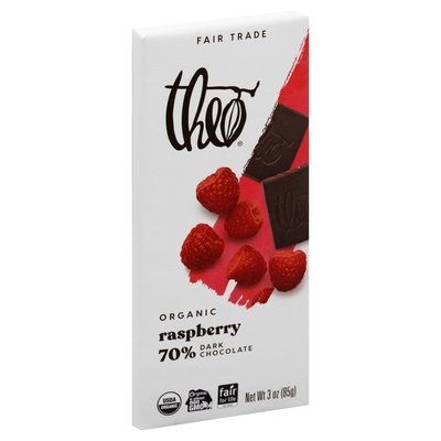 Theo Chocolate Dark Chocolate Organic Raspberry 70% 12/3 OZ [UNFI #1505346] [ebt] T