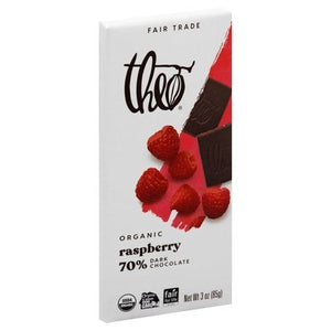 Theo Chocolate Dark Chocolate Organic Raspberry 70% 12/3 OZ [UNFI #1505346] [ebt] T