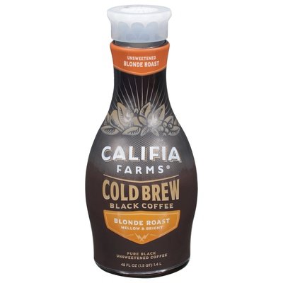 Califia Farms Coffee Cold Brew Blonde Roast Pure Black Unsweetened 6/48 OZ [UNFI #2085900] [ebt] T