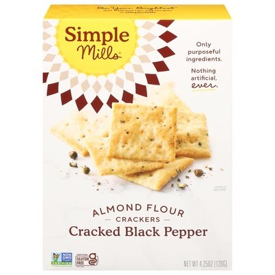 Simple Mills Crackers Almond Flour Cracked Black Pepper 6/4.25 OZ [UNFI #2038339] [ebt]
