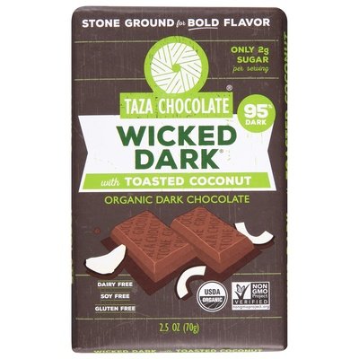 Taza Chocolate Dark Chocolate Organic Wicked Dark With Toasted Coconut 10/2.5 OZ [UNFI #2275295] [ebt] T