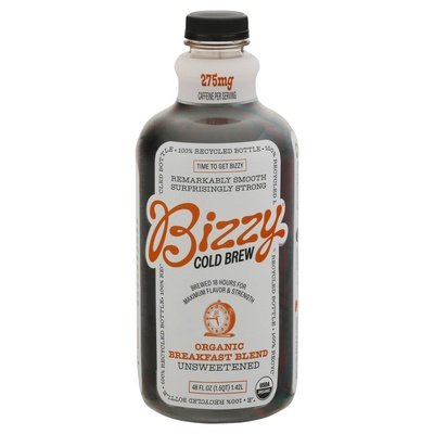 Bizzy Coffee Coffee Organic Unsweetened Breakfast Blend Cold Brew 6/48 OZ [UNFI #2662963] [ebt] T
