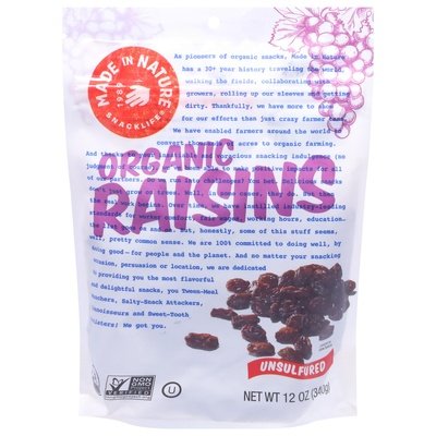 Made In Nature Raisins Organic Unsulfured 6/12 OZ [UNFI #2805075] [ebt]