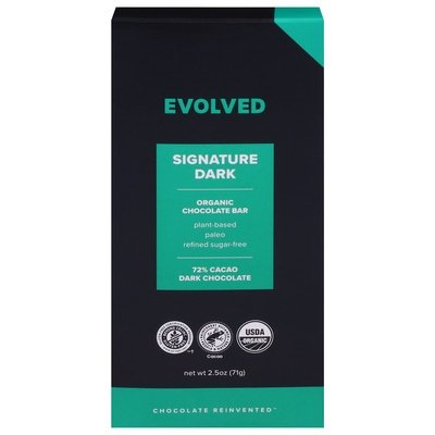 Evolved Chocolate Bar Organic Signature Dark 8/2.5 OZ [UNFI #2028389] [ebt] T