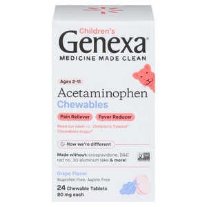 Genexa Acetaminophen Grape Flavor Childrens 80 mg Chewables Tablets 24 CT [UNFI #3017563] T
