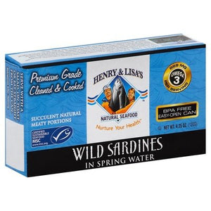Henry & Lisas Sardines Wild in Spring Water 12/4.25OZ [UNFI #1384239] [ebt]