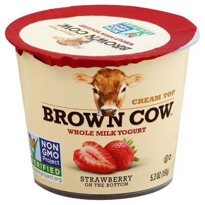 Brown Cow Yogurt Whole Milk Cream Top Strawberry on the Bottom 12/5.3 OZ [UNFI #2068526] [ebt]