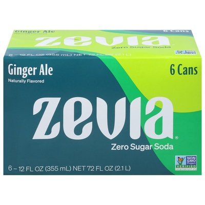 Zevia Soda Zero Sugar Ginger Ale 6 Cans 4/6/12 OZ [UNFI #2980498] [ebt] T