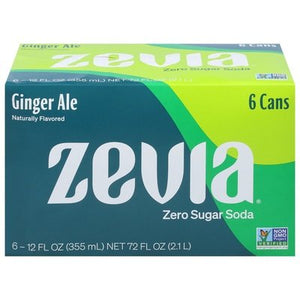 Zevia Soda Zero Sugar Ginger Ale 6 Cans 4/6/12 OZ [UNFI #2980498] [ebt] T