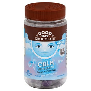 Good Day Chocolate Calm Supplement Chocolate Candy Coated for Adults 80 CT [UNFI #2315547] T
