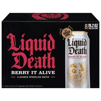 Liquid Death Sparkling Water Berry It Alive Flavored King Size Cans 3/8/19.2 Z [UNFI #2930303] [ebt] T