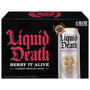 Liquid Death Sparkling Water Berry It Alive Flavored King Size Cans 3/8/19.2 Z [UNFI #2930303] [ebt] T