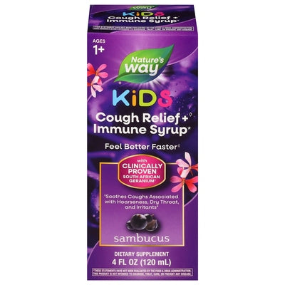 Natures Way Cough Relief + Immune Syrup Sambucus Kids 4 OZ [UNFI #2762912] T