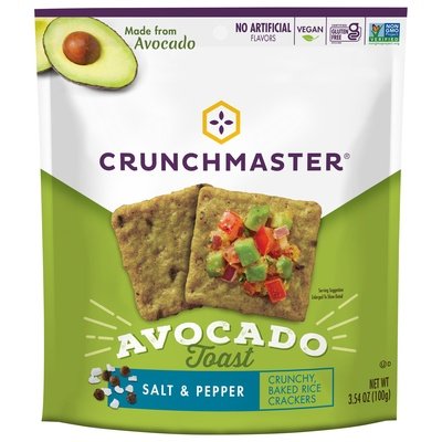 Crunchmaster Baked Rice Crackers Salt & Pepper Avocado Toast 12/3.54 OZ [UNFI #2876837] [ebt]