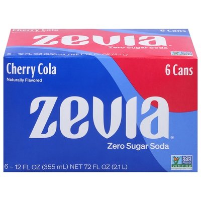 Zevia Soda Zero Sugar Cherry Cola 6 Can 4/6/12 OZ [UNFI #2980571] [ebt] T