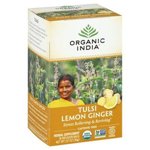 Organic India Herbal Supplement Tulsi Lemon Ginger Caffeine Free Infusion Bags 6/18 Ct [UNFI #0125757] [ebt]