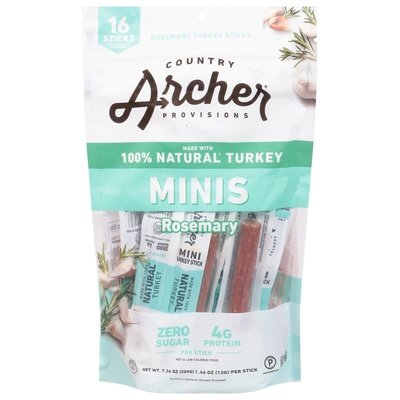 Country Archer Turkey Sticks Rosemary Minis 8/7.36 OZ [UNFI #3023553] [ebt]
