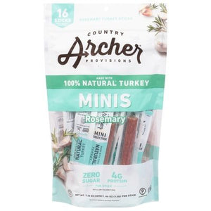 Country Archer Turkey Sticks Rosemary Minis 8/7.36 OZ [UNFI #3023553] [ebt]