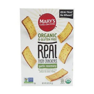 Marys Gone Crackers Crackers Organic Garlic Rosemary Real Thin 6/5 OZ [UNFI #2284941] [ebt]